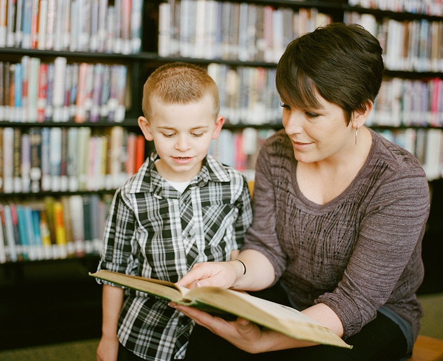 woman reading to a child